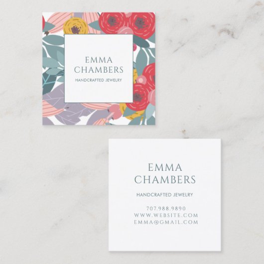 ボーお洒落ホ色彩の鮮やかフローライヤリング表示カード スクエア名刺 (正面/裏面)