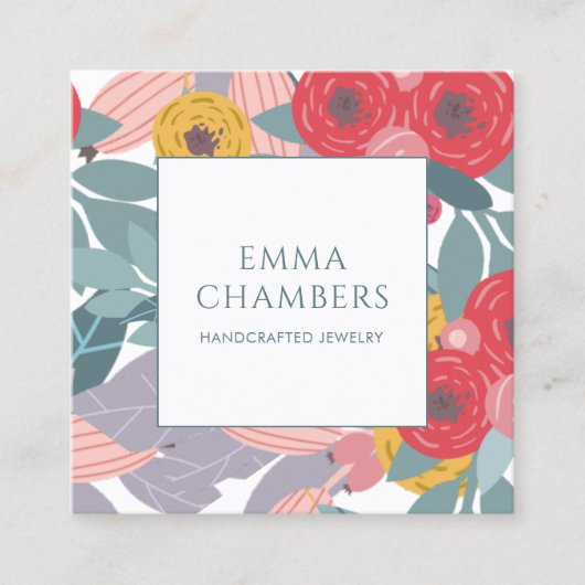 ボーお洒落ホ色彩の鮮やかフローライヤリング表示カード スクエア名刺 (正面)