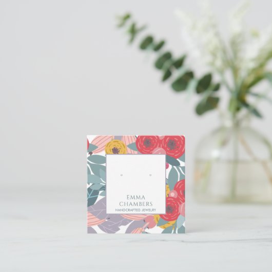 ボーお洒落ホ色彩の鮮やかフローライヤリング表示カード スクエア名刺 (スタンド正面)