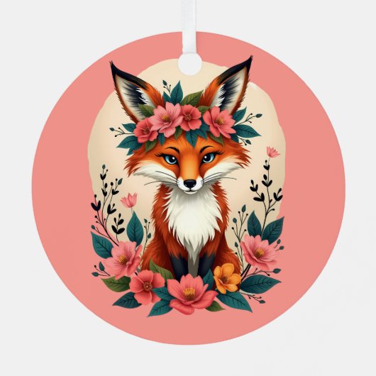 ボーお洒落ーキツネとフローラクラウンウッドランド メタルオーナメント (裏面)