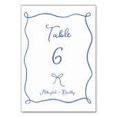 ボーお洒落&リボフランスのンブルー結婚ズ テーブルナンバー (裏面)