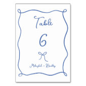 ボーお洒落&リボフランスのンブルー結婚ズ テーブルナンバー (正面)
