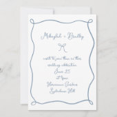 ボーお洒落&リボンダスティブルー結婚ズ 招待状 (正面)