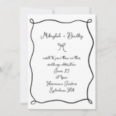 ボーお洒落&リボンブラック&ホワイト結婚ズ 招待状 (正面)