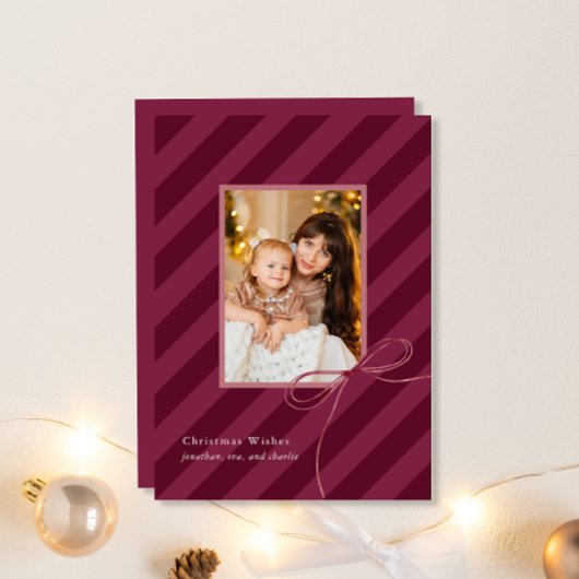 ボーかわいらしクストライプスシンプル写真エレガント シーズンカード