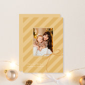 ボーかわいらしクリスマストライプスシンプルゴールデンフォト シーズンカード