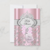 ボーかわいらしティアラプリンセスベビーシャワー招待状 招待状 (正面)