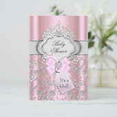 ボーかわいらしティアラプリンセスベビーシャワー招待状 招待状 (スタンド正面)