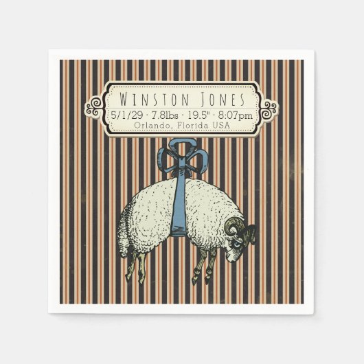 ボーかわいらしヒツジ™コレクション – 誕生情報/ スタンダードカクテルナプキン (正面)