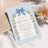 ボーかわいらしフローラベビーシャワーブルー招待状 招待状