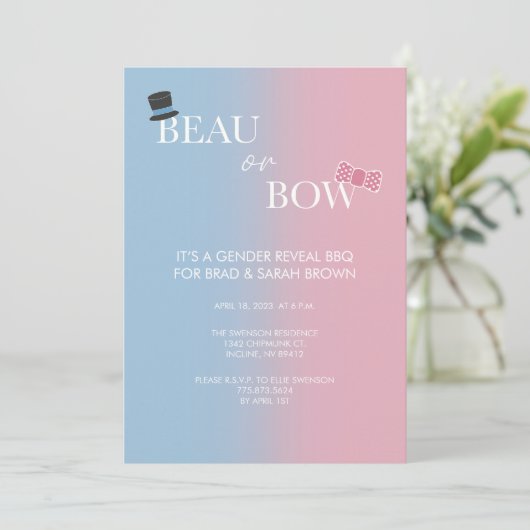 ボーまたはボージェンダーリビールパーティの招待状 案内状 (スタンド正面)