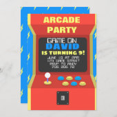 ボーアーケードパーティーレトロゲーム誕生日 招待状 (正面/裏面)