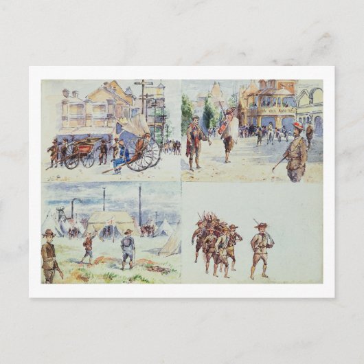 ボーア戦争の四場面、スケッチブックの四場面 ポストカード (正面)