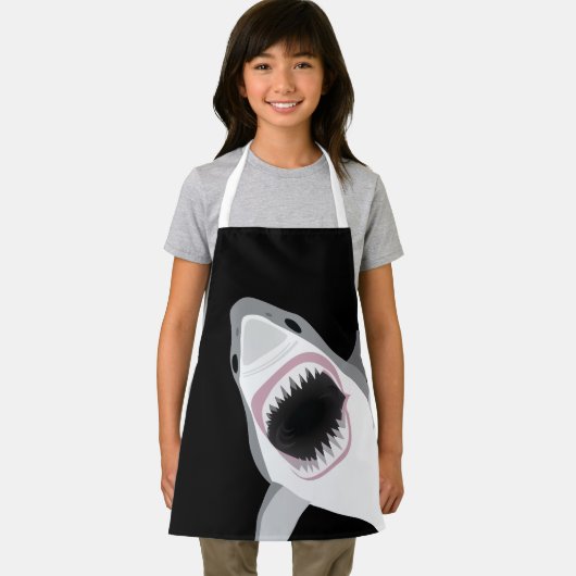 ボーイおもしろいシェフ素晴らしホワイトシャーク攻撃 エプロン (インサイチュ)