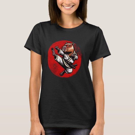 ボーイのためのクラシック空手カピバラ・面白カピバラ柔道 Tシャツ (正面)