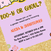 ボーイまたはガール レトロ ゴースト ハロウィン 性別発表 招待状