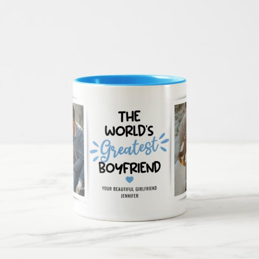 ボーイもっとも偉大ア2写真2トーンのコーヒーマグ ツートーンマグカップ (中央)