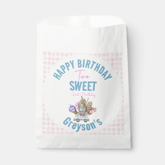 ボーイアイスクリームトラックツースウィート2番目の誕生日パーティー フェイバーバッグ (正面)