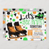 ボーイアイススケートで滑る招待状アイススケートで滑るパーティー 招待状 (正面/裏面)