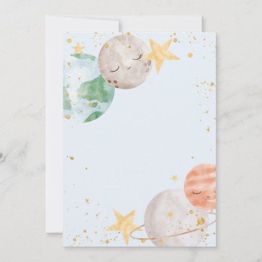 ボーイアウタースペースベビーシャワー招待状 招待状 (裏面)