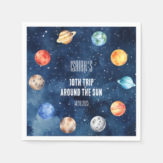 ボーイアウタースペース10thのまわりにトリップ太陽誕生日 スタンダードカクテルナプキン (正面)