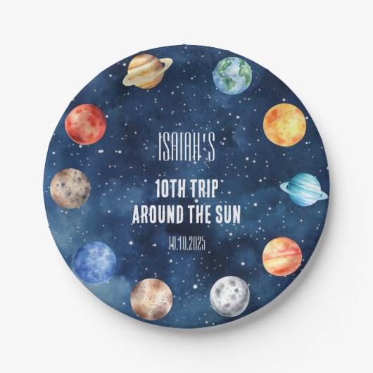 ボーイアウタースペース10thのまわりにトリップ太陽誕生日 ペーパープレート (正面)