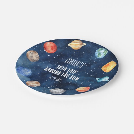 ボーイアウタースペース10thのまわりにトリップ太陽誕生日 ペーパープレート (アングル)