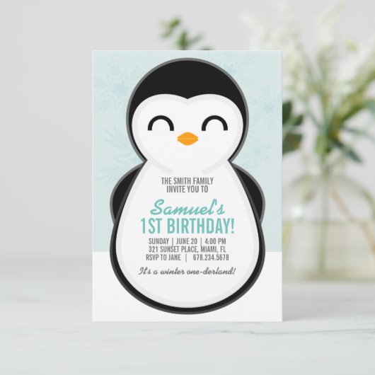ボーイアニーウィンターペンギン誕生日カワイトパーティー 招待状 (スタンド正面)