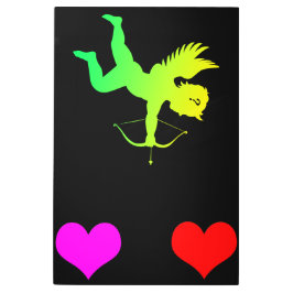 ボーイアングルグリーンイエローレッド – ピンクハートメタル メタルプリント