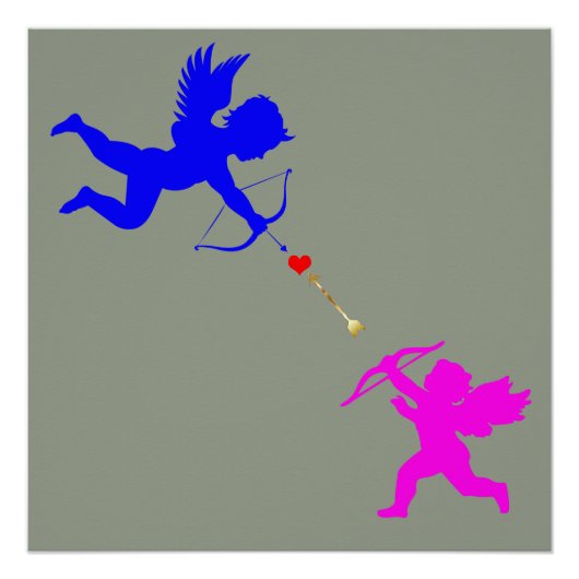 ボーイアンドガールエンジェルズアロー赤いハートポスター ポスター (正面)