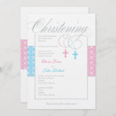 ボーイアンドガールツインズ《キリスト教》洗礼式や命名式招待状 招待状 (正面/裏面)