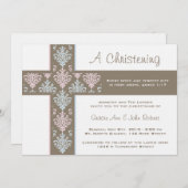 ボーイアンドガールツイン《キリスト教》洗礼式や命名式招待状 招待状 (正面/裏面)