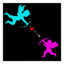 ボーイアンドギルエンジェルズアロー赤いハートブラックポスター