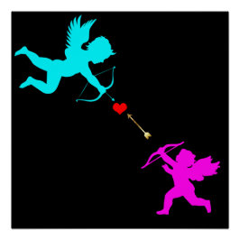 ボーイアンドギルエンジェルズアロー赤いハートブラックポスター ポスター