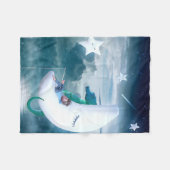 ボーイアンドシーホース魚釣りオンザムーン フリースブランケット (正面(横))