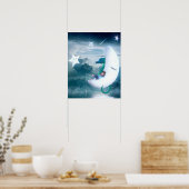 ボーイアンドシーホース魚釣りオンザムーン ポスター (キッチン)