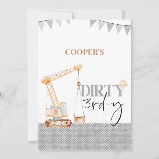 ボーイイエロー建築ダーティ3rd-y 3rd誕生日 招待状 (裏面)
