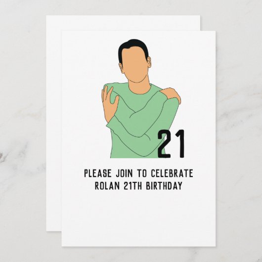 ボーイイラストレーション21歳招待状 招待状 (正面/裏面)