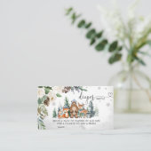 ボーイウィンターウッドランド赤ちゃんシャワーおむつラッフル 名刺 (スタンド正面)