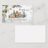 ボーイウィンターウッドランド赤ちゃんシャワーおむつラッフル 名刺 (正面/裏面)