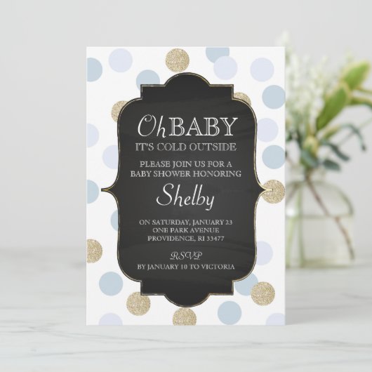 ボーイウィンターベビーシャワー招待状 招待状 (スタンド正面)