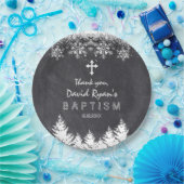 ボーイウィンターホリデースノーフレークスシャルボードバプテスマ ペーパープレート (パーティー)