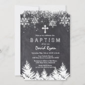 ボーイウィンターホリデースノーフレークスシャルボードバプテスマ 招待状 (正面)