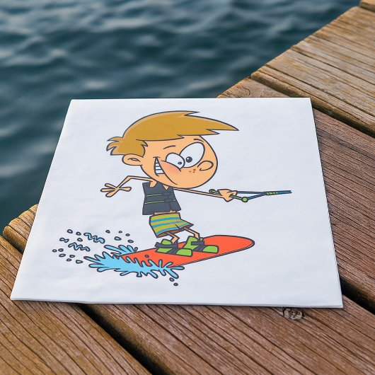ボーイウェイクボーディングおもしろいサマーウォータースポーツ スタンダードランチョンナプキン