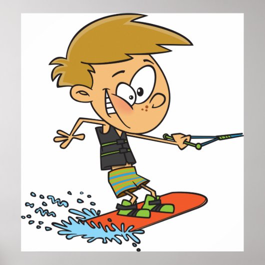 ボーイウェイクボーディングおもしろいサマーウォータースポーツ ポスター (正面)