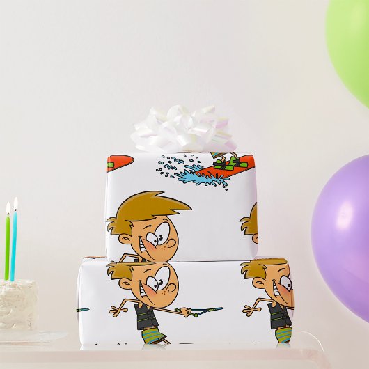 ボーイウェイクボーディングおもしろいサマーウォータースポーツ ラッピングペーパー