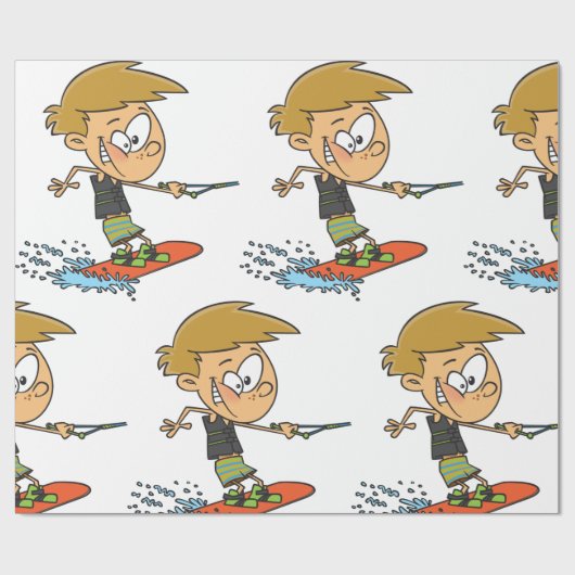 ボーイウェイクボーディングおもしろいサマーウォータースポーツ ラッピングペーパー (フラット)
