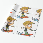 ボーイウェイクボーディングおもしろいサマーウォータースポーツ ラッピングペーパー (アンロールド)