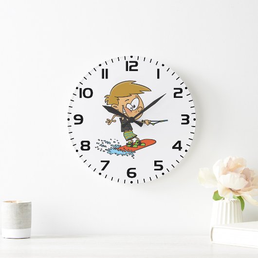 ボーイウェイクボーディングおもしろいサマーウォータースポーツ ラージ壁時計