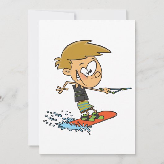 ボーイウェイクボーディングおもしろいサマーウォータースポーツ 招待状 (正面)